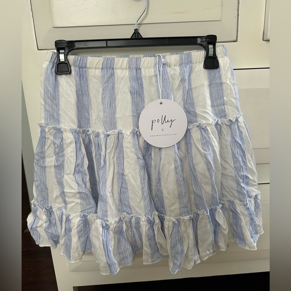 Princess Polly blue and white stripped skirt size 2